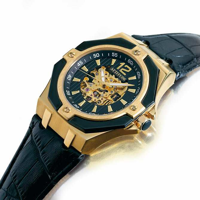 Reloj elegante de hombre en acero y oro, Attitude Automatic