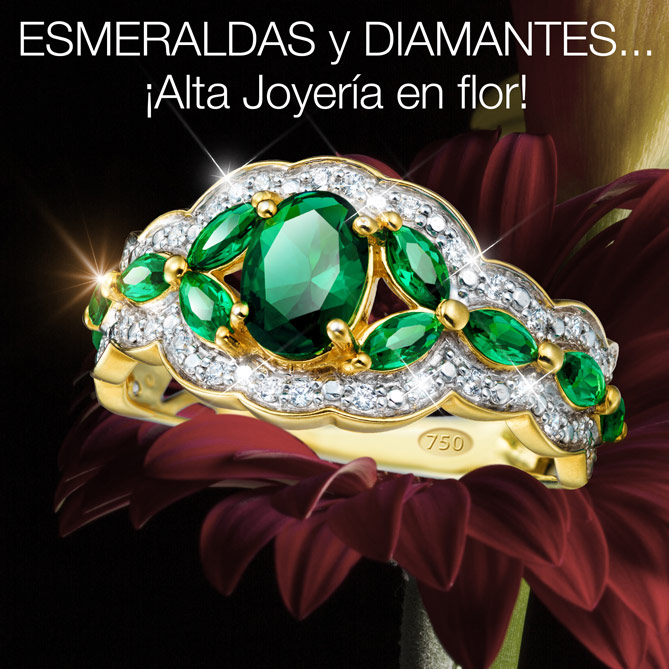 Anillo FLOR DE ESMERALDAS: 1 gran Esmeralda, talla oval, engaste en garras