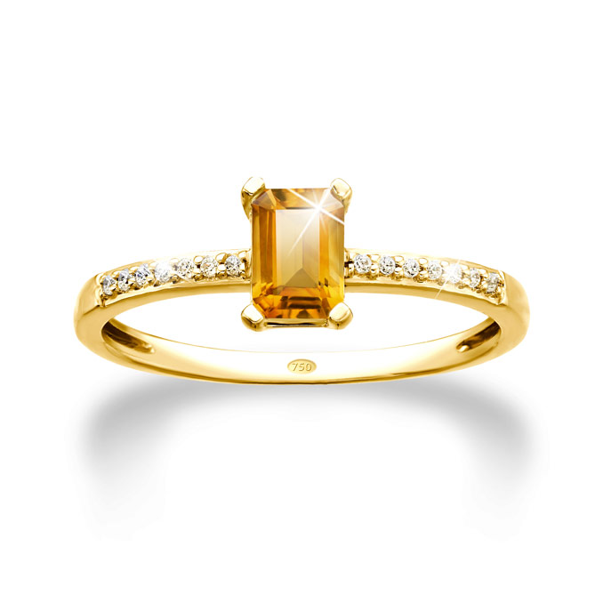 Anillo HELEN: 1 Citrino, talla esmeralda, engastado en garras