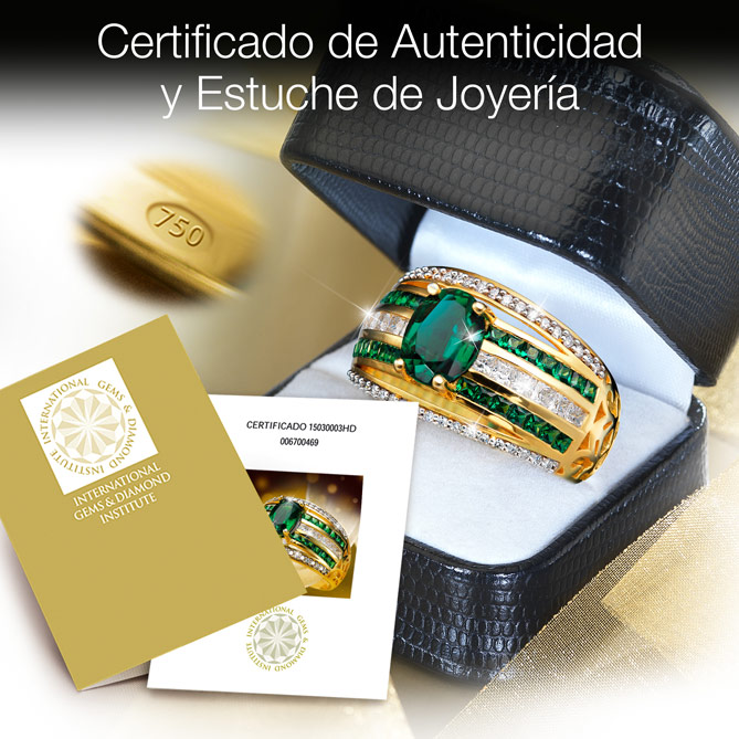 Anillo INFINITY EMERALD: Piedras Preciosas y Oro de 1ª Ley certificados: garantía de calidad