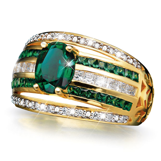 Anillo INFINITY EMERALD: 1 gran Esmeralda central, talla oval, engastada en garras