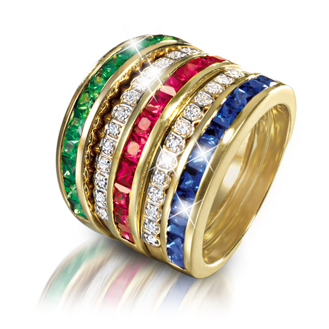 Anillo INFINITY: Doble alianza con 26 Topacios, talla redonda y engaste en pavé