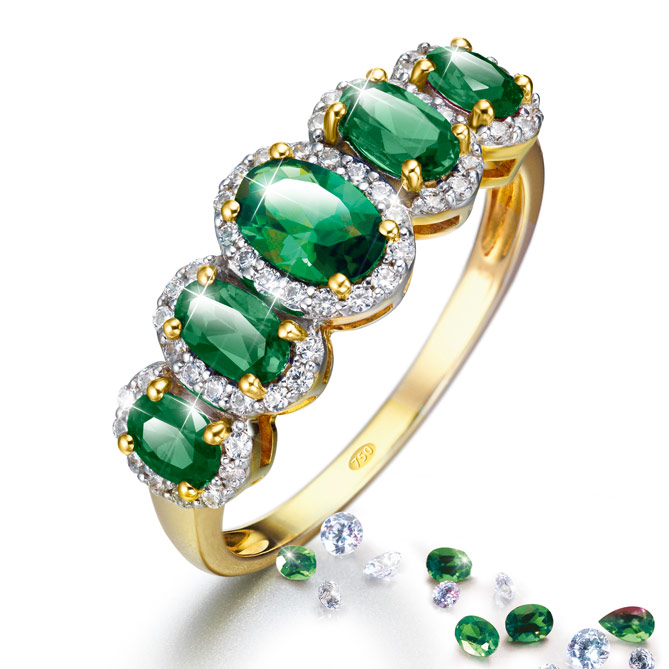 Anillo PASIÓN DE ESMERALDAS: Una Joya fascinante, con casi 1,5 Quilates de las Piedras Preciosas más deseadas