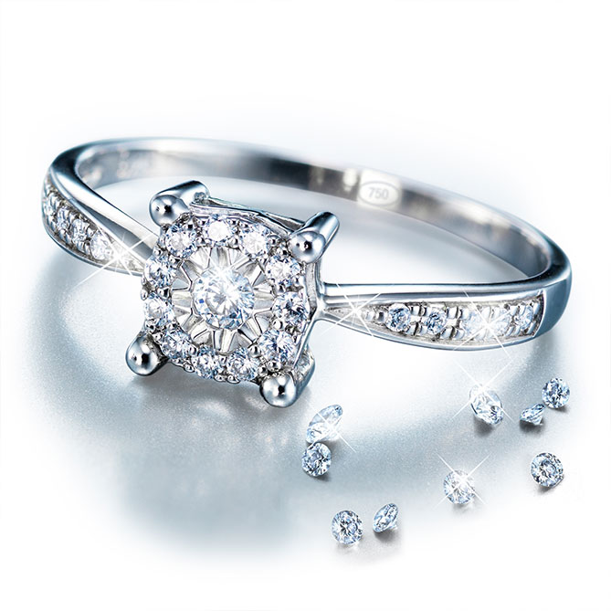 Bisuteria oro anillos perla blanca y diamante mujer complementos