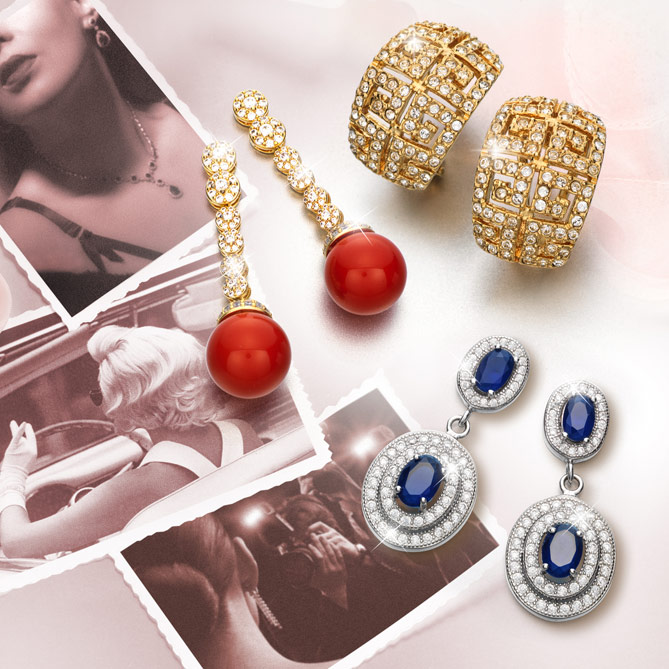 Colección de Pendientes HOLLYWOOD GLAMOUR: Una maravillosa colección de 6 pendientes para brillar en cada ocasión