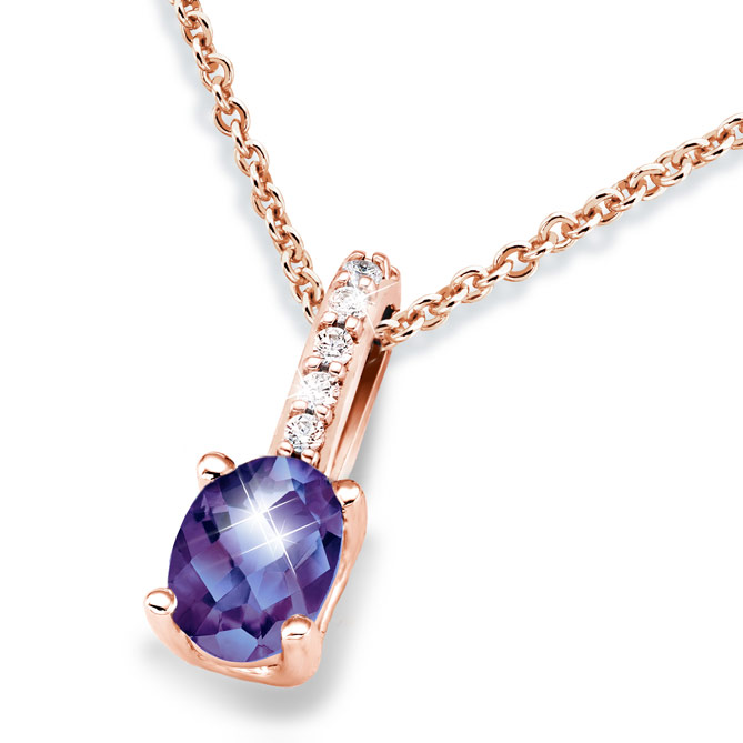 Colgante JODIE: 1 Amatista, talla oval, engaste en garras