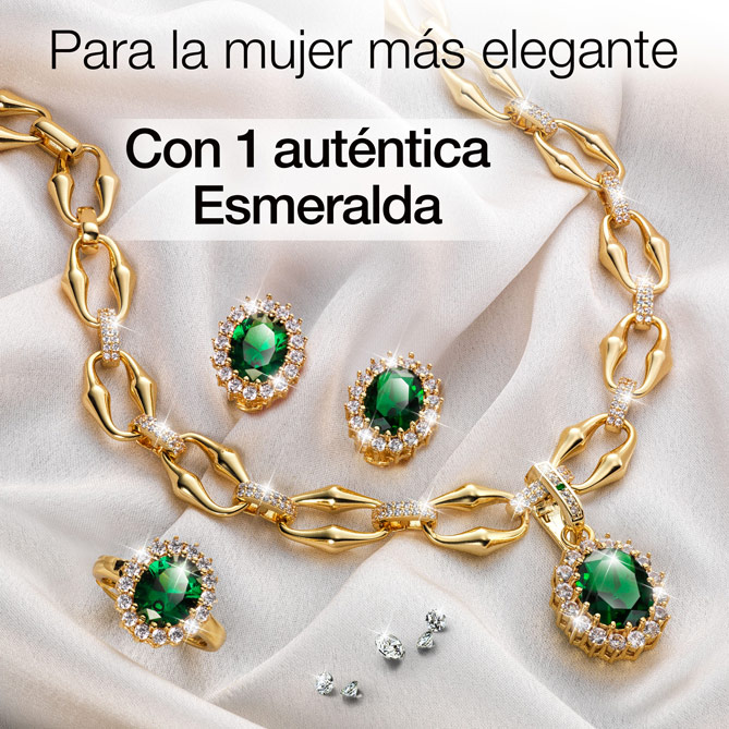 Conjunto GLAMOUR ESMERALDA: un exclusivo Conjunto de Collar, Colgante, Pendientes y Anillo