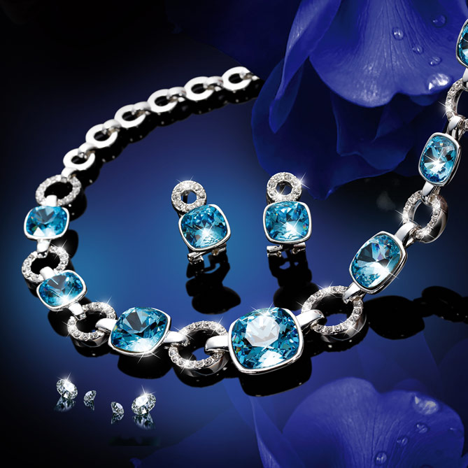 Conjunto Platinum Blue: Platino de Ley