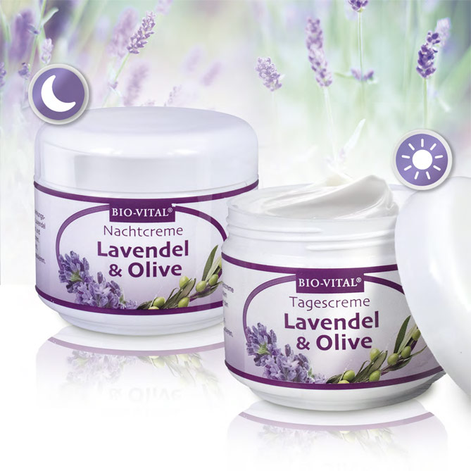 Cremas “Día y Noche” de Lavanda y Olivo: 2 unidades: Crema de Día y de Noche