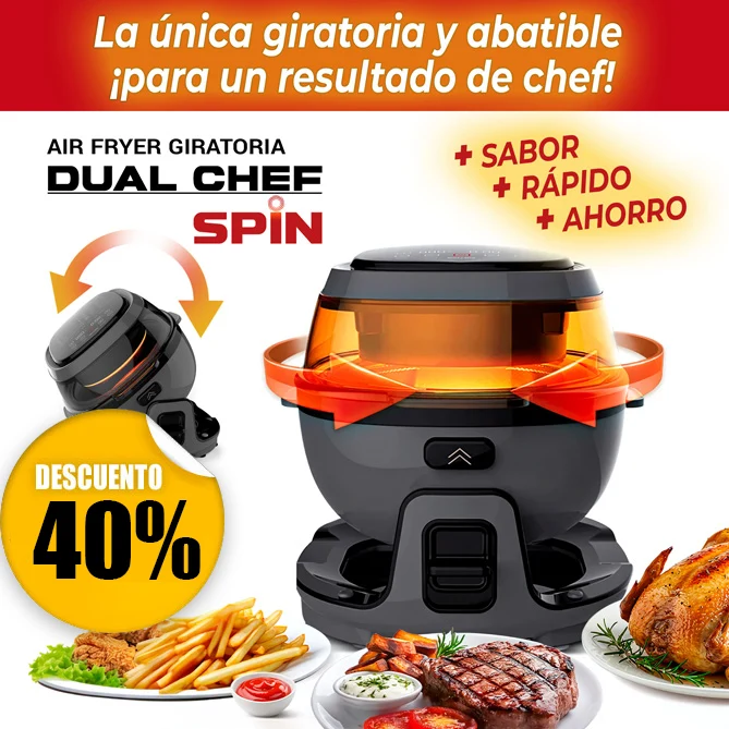 Freidora de aire Dual Chef Spin: exclusiva Tecnología Tilt-to-Crisp