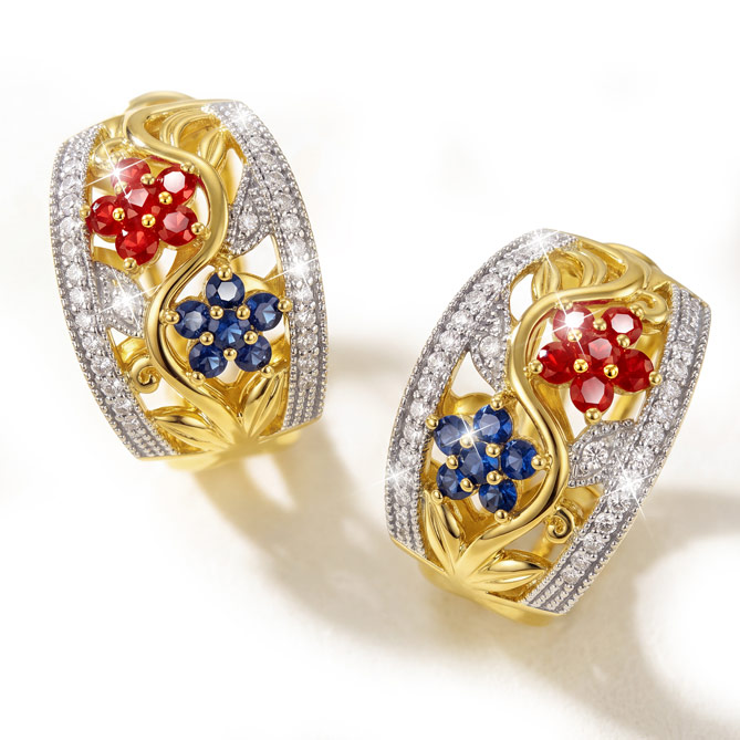 Pendientes FIORELLI: 12 Zafiros, talla redonda, engastados en garras