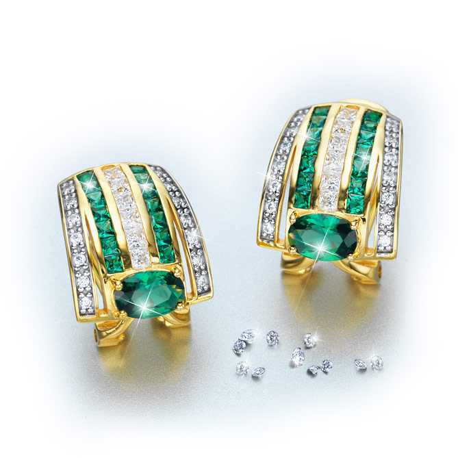 Pendientes INFINITY EMERALD: 2 grandes Esmeraldas, talla oval, engastadas en garras