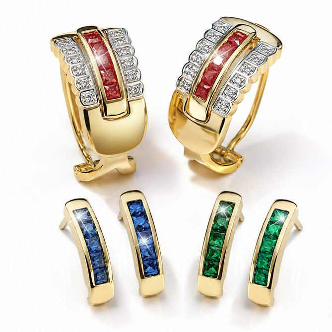 Pendientes INFINITY: 10 Zafiros, talla cuadrada, engastados en galería