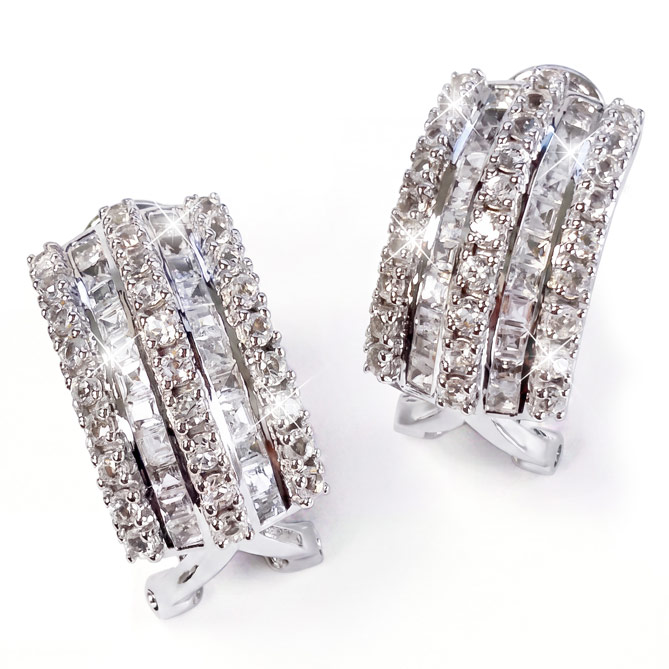 Pendientes TIARA REAL: 56 Topacios, talla redonda, engastados en pavé