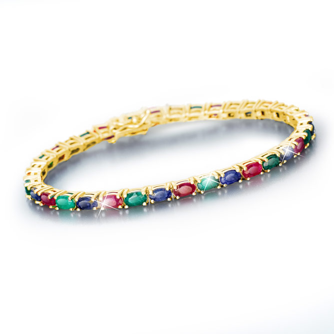 Pulsera RIVIÈRE DELUXE: 4 Quilates de Esmeraldas, 3,75 Quilates de Rubíes, 3,25 Quilates de Zafiros