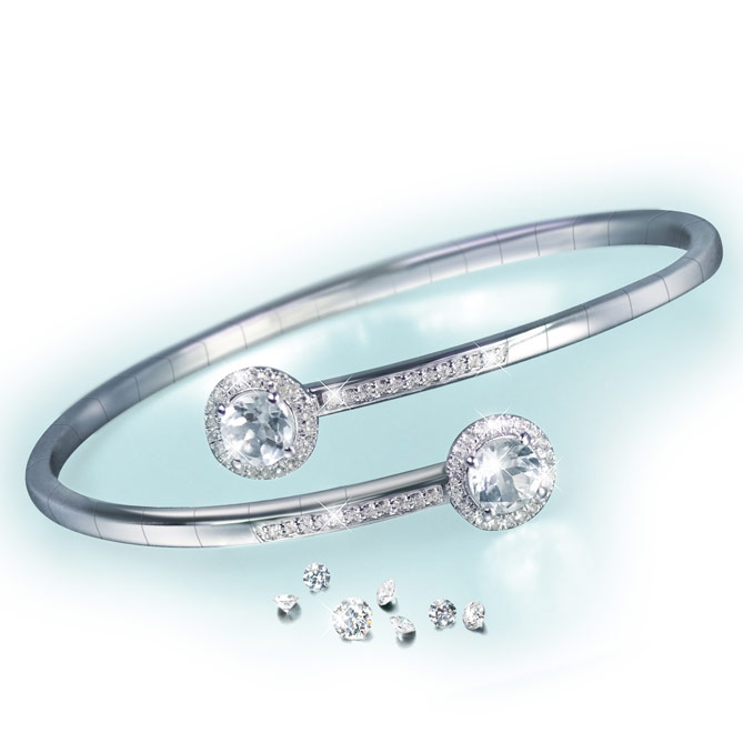 Pulsera YOU & ME: 2 grandes Topacios, talla clásica, engaste en garras