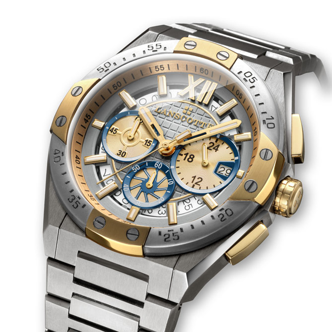 GALERIA DEL COLECCIONISTA Reloj Cronógrafo Hombre Symbol Lanscotte Acabado  Oro de 1ª Ley Acero quirúrgico : : Moda