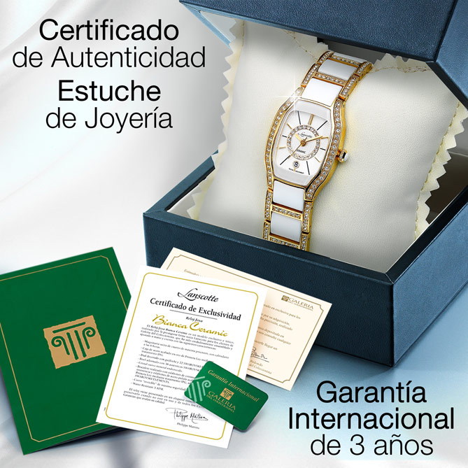 Reloj-Joya BIANCA Ceramic: Presentado en un elegante estuche con sus correspondientes Certificados de Autenticidad y Garantía internacional