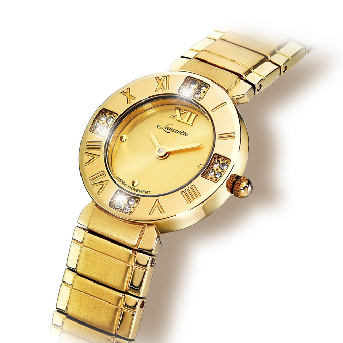 Reloj-Joya DOLCE VITA: Caja, corona y brazalete de Acero 316L, Quirúrgico y Antialérgico, dorado mediante baño de Oro de 1ª Ley IPG