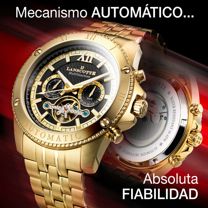Reloj AUTOMATIC GOLD: 100% Acero 316L, Quirúrgico y Antialérgico, dorado mediante baño de Oro amarillo de 1ª Ley