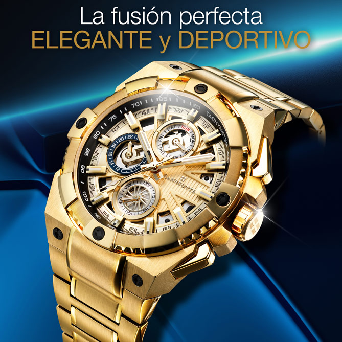 Reloj Multifunción HORIZON: 100% Acero 316L, Quirúrgico y Antialérgico, dorado mediante baño de Oro amarillo de 1ª Ley IPG