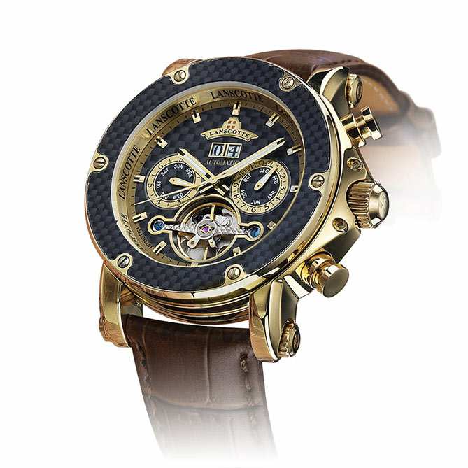 Reloj automático de Acero, Fibra de Carbono y Oro, Ocean Balance: Caja, corona, tornillos y cierre de Acero Inoxidable 316L, resistente y totalmente antialérgico, acabados en oro de 1ª Ley IPG.