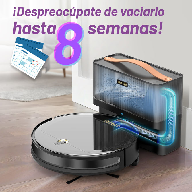 Robot de Limpieza con Autovaciado CLEAN & GO: Robot “2 en 1”: aspira y friega a la vez