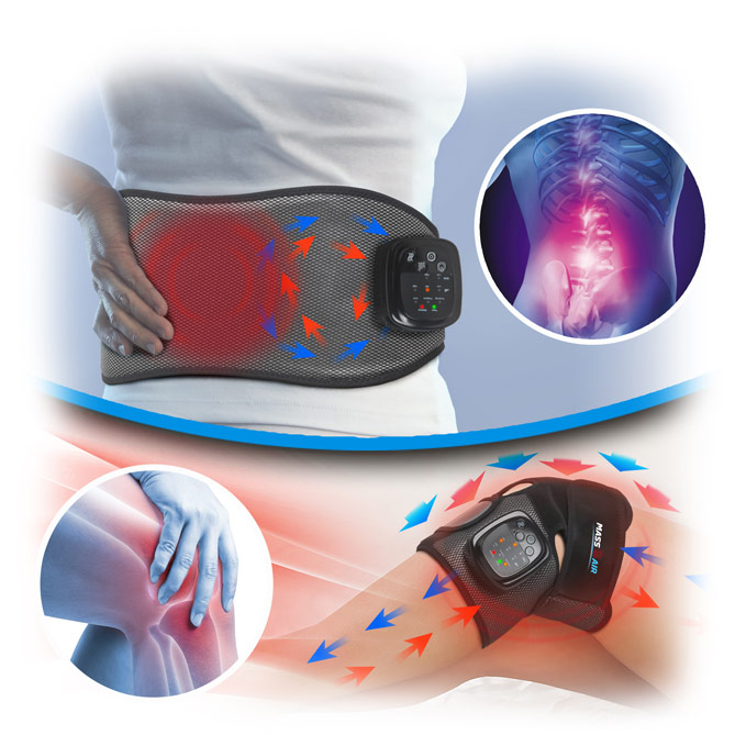 Set de Masaje de Espalda y Rodilla MASS-AIR: 2 Dispositivos para rodilla y espalda de Masaje por Presoterapia y Termoterapia