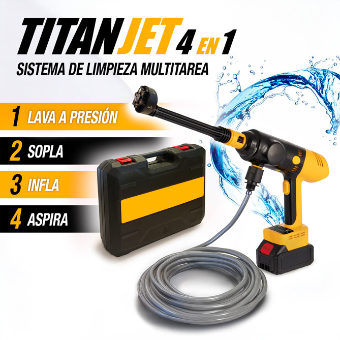 TITAN JET 4 EN 1: Limpia, sopla, aspira e infla sin cambiar de herramienta