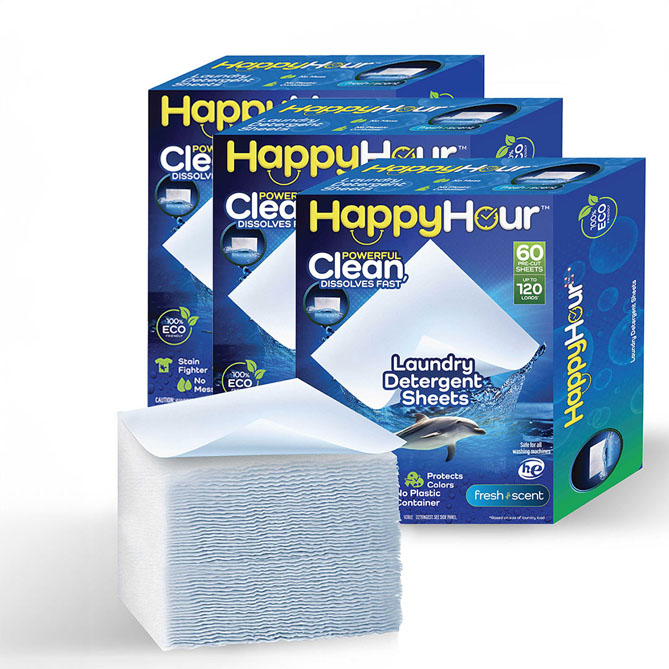 Toallitas de lavado Happy Hour: solución ligera, compacta, limpia y 100% ecológica